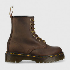 Dr. Martens bocanci de piele 1460 Bex femei, culoarea maro, cu toc plat DM27894201