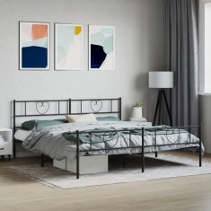 Cadru pat fără saltea, tăblie de picioare negru 180x200cm metal
