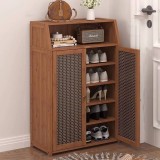 Pantofar hol HAWIRE PF-02 cu 2 usi, din bambus, 100x60x31 cm, model vertical pentru hol mic, depozitare incaltaminte, design retro, ventilat
