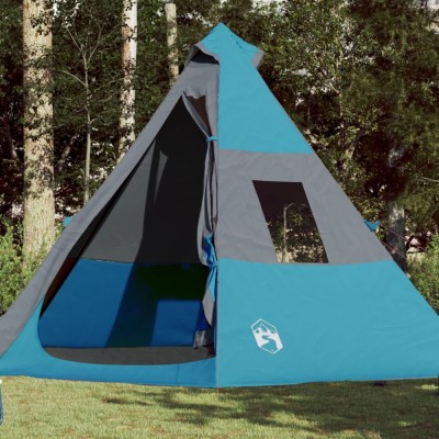 vidaXL Cort de camping 7 persoane, albastru, 350x350x280cm, tafta 185T foto
