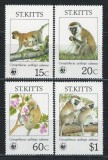 St Kitts 1986 Mi 184/87 MNH - WWF: Maimute Guenons, Nestampilat