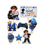 Set 8 Toppere pentru Tort La Multi Ani 14 Ani, Primul Buletin, Majorat Mic Baiat, 5-10 cm