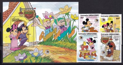 Grenada Grenadines 1985 Disney Grimm MI 726-729 + bl.102 MNH foto