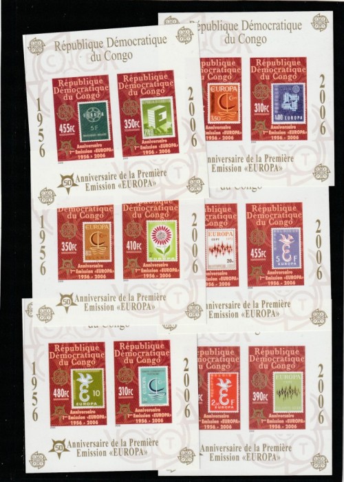 Congo (Rep. Dem.) 2005 - 50 ani Europa CEPT,6 bloc serie 12 valori nedantelate,MNH,Mi.Bl.249B-255B