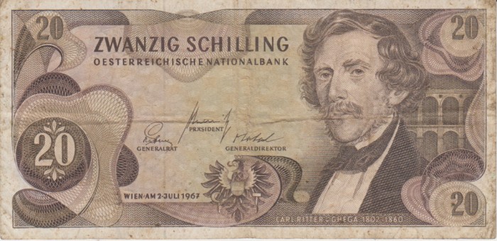 B11 - Bancnota foarte veche - Austria - 20 schilling