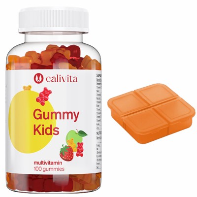 Gummy Kids Jeleuri Multivitamine Copii cu 12 Nutrienti (Vitamina C, D, B6, B12 si Acid Folic) + Cutie Pilule (100 Jeleuri) - CaliVita foto