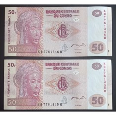 Congo, 2 x 50 Franci 2007, UNC, Consecutive.