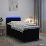 Cumpara ieftin Pat box spring cu saltea si LED Negru 80 x 200 cm Catifea