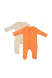 Set 2 Salopete Lungi Printed BabyCosy, 50% Modal 50% Bumbac Organic, Stone Apricot, 0-3 Luni