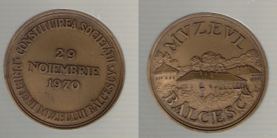 Romania 1970 - Medalie Muzeul Balcescu, Valcea -constituirea soc foto