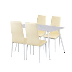 Set de sufragerie Leziter Jenna 4+1 bej cu masa Bora si 4 scaune