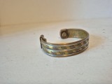Brățară magnetică vintage din cupru și alamă, model cu elefanți, fixă (cuff)