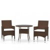 Set mobilier bistro, 3 piese, maro, poliratan/sticla securizata