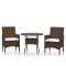 Set mobilier bistro, 3 piese, maro, poliratan/sticla securizata
