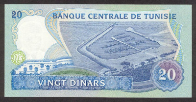 TUNISIA █ bancnota █ 20 Dinars █ 1983 █ P-81 █ UNC █ necirculata foto