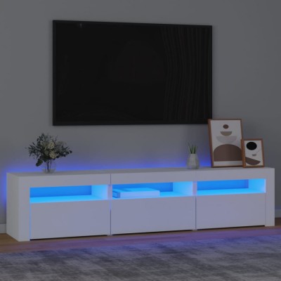 Gossi comoda tv cu lumini led, alb, 180x35x40 cm foto