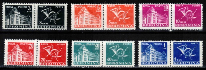 Romania 1957 LP 27, Porto duble - Palatul P.T.T., MNH!