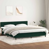 vidaXL Pat box spring cu saltea, verde &icirc;nchis, 180x210 cm, catifea 3316224