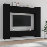 vidaXL Set dulap TV, 8 piese, negru, lemn prelucrat