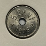 5 Bani 1906 J Cu-Ni, Romania, UNC, fire material, matrita crapata