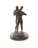 Doi barbati - statueta erotica pe soclu din marmura EC-21, Bronz, Nuduri