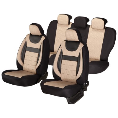 Set huse scaune compatibile AUDI Q5 I (8RB) (2008-2017) Negru-Bej foto