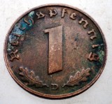 B.076 GERMANIA 1 REICHSPFENNIG 1938 D, Europa, Bronz