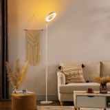 HOMCOM Lampa de podea compatibila cu Alexa si Google Home, cu lumina RGB cu dubla iluminare, otel, ?25x168 cm, alb