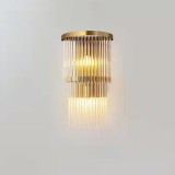 Lampa de Perete in Interior, Flippy, Lampa de Lux pentru Decor de Interior, Corp de Iluminat Tip aplica, din Inox Auriu si Cristal, Lumina Calda Rece