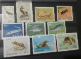 Lot Coreea de Nord 1962-1974 - Fauna Coreeană, Seria Broaște Amfibieni, Pești, Cocor, Insecte, 10v, Ștampilat -A333