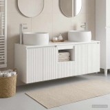 Cumpara ieftin Set dulap baie 3 buc. Alb foarte lucios 129 x 44,5 x 80 cm