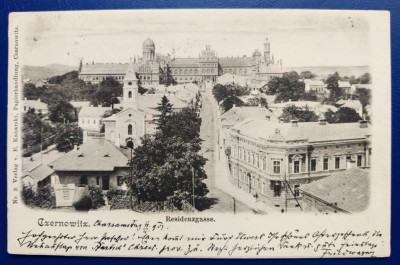 Cernauti Bucovina - 1903 - Czernowitz - Residenzgasse - clasica, circulata, timbru intact - Editura E.Kanarski foto