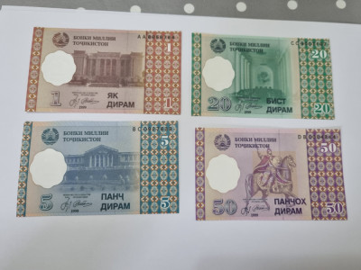 bancnote tadjikistan/tajikistan set 1999 8v. foto
