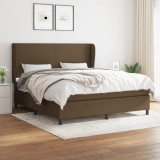 vidaXL Pat continental cu saltea maro &icirc;nchis 180x200cm material textil