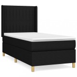 Cumpara ieftin Pat box spring cu saltea, negru, 80x200 cm, textil