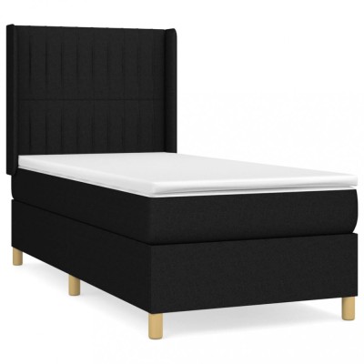 Pat box spring cu saltea, negru, 80x200 cm, textil foto