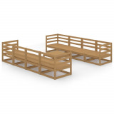 VidaXL Set mobilier de grădină, 9 piese, maro miere, lemn masiv de pin