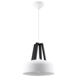 Lampă Suspendată Casco Alb-Negru Din Oțel/Lemn, 1 Bec Dom Modern De Interior