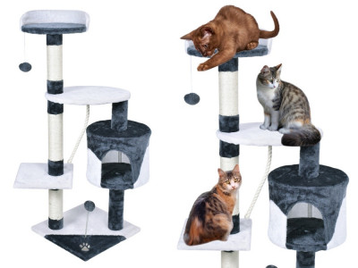 Ansamblu de joaca Olmo pentru pisici, inaltime 112cm, alb/gri antracit foto