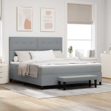 Cumpara ieftin Pat cu somieră cu saltea și bancă gri deschis 180x200 cm țesătură
