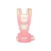Marsupiu Ergonomic Bebe All in One cu Scaunel Detașabil, 10 Poziții, Roșu/Roz, Buzunar Accesorii, Glugă