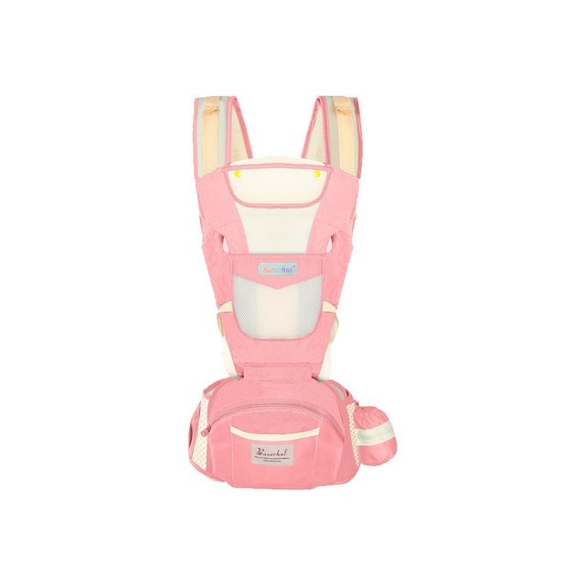 Marsupiu ergonomic cu scaunel All in One Rosu/Roz