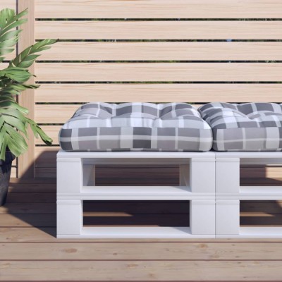 vidaXL Pernă de paleți, gri carouri, 60x60x12 cm, material textil 360461 foto