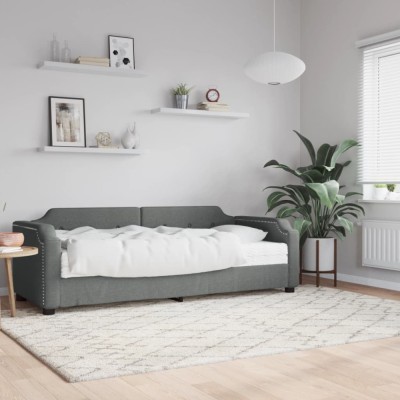 vidaXL Pat de zi cu saltea, gri &amp;icirc;nchis, 80x200 cm, textil foto