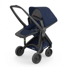 Carucior Reversible Ecologic cu Cadru Negru Blue foto