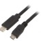 Cablu USB 2.0 Micro USB-B la USB-C Aurit 1.8m Negru