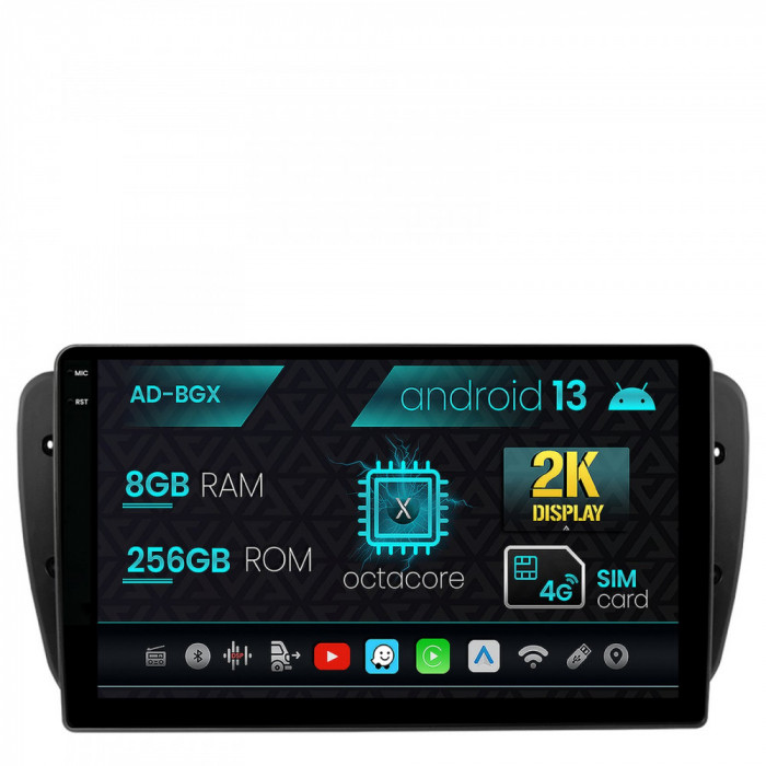 Navigatie Seat Ibiza (2009-2013), Android 13, X-Octacore 8GB RAM + 256GB ROM, 9.5 Inch - AD-BGX9008+AD-BGRKIT049