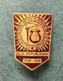 Insigna festivalul cultural artistic al pionierilor si scolilor faza republicana Deva 1973