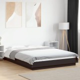 Cumpara ieftin Cadru de pat cu lumini LED, negru, 135x190 cm, lemn prelucrat