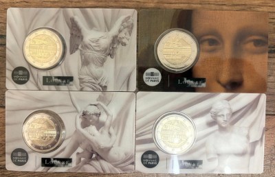 moneda 2 euro comemorativa FRANTA 2025 Luvru - 4 carduri foto